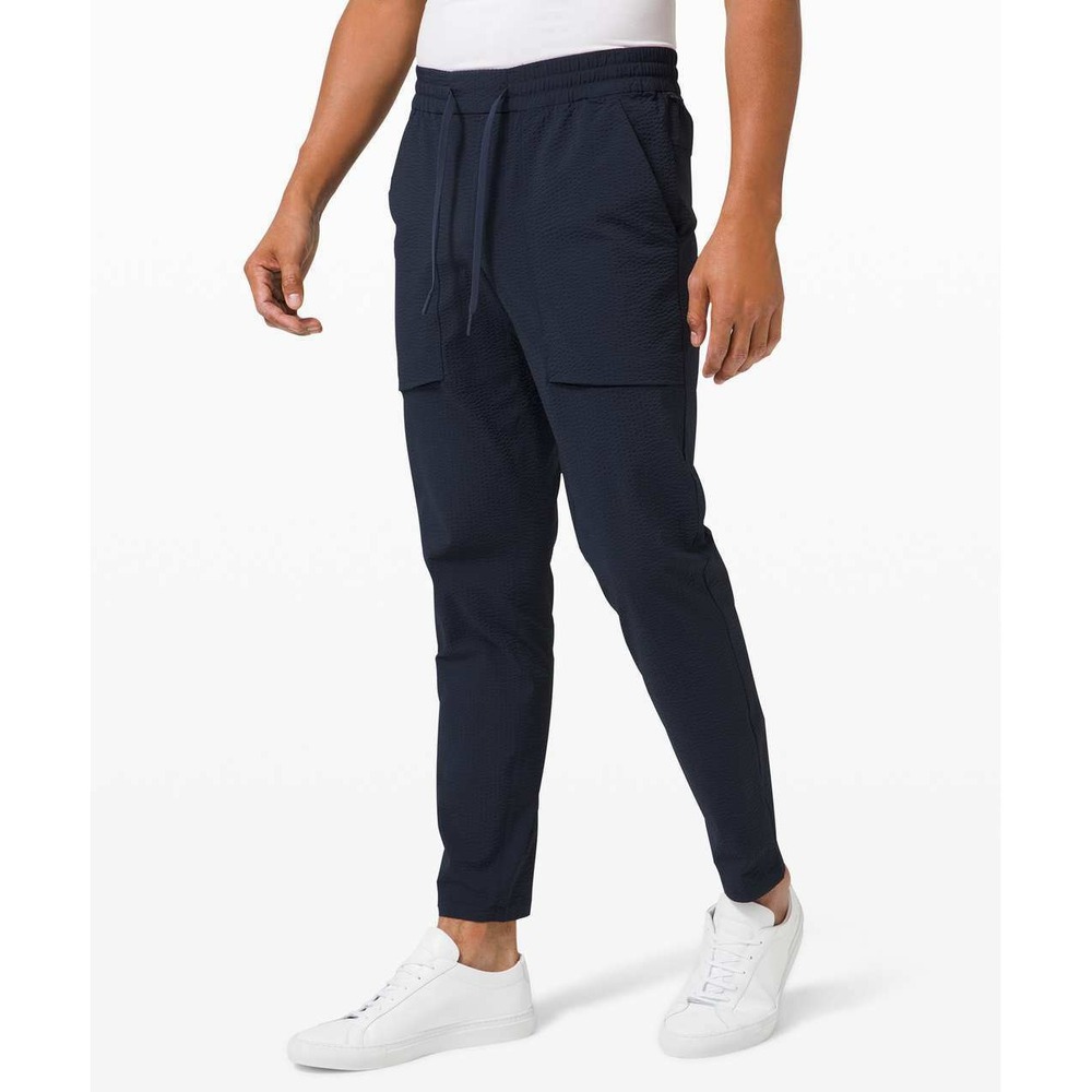 Lululemon Mens Bowline Pant Navy Blue Seersucker Size L Lululemon